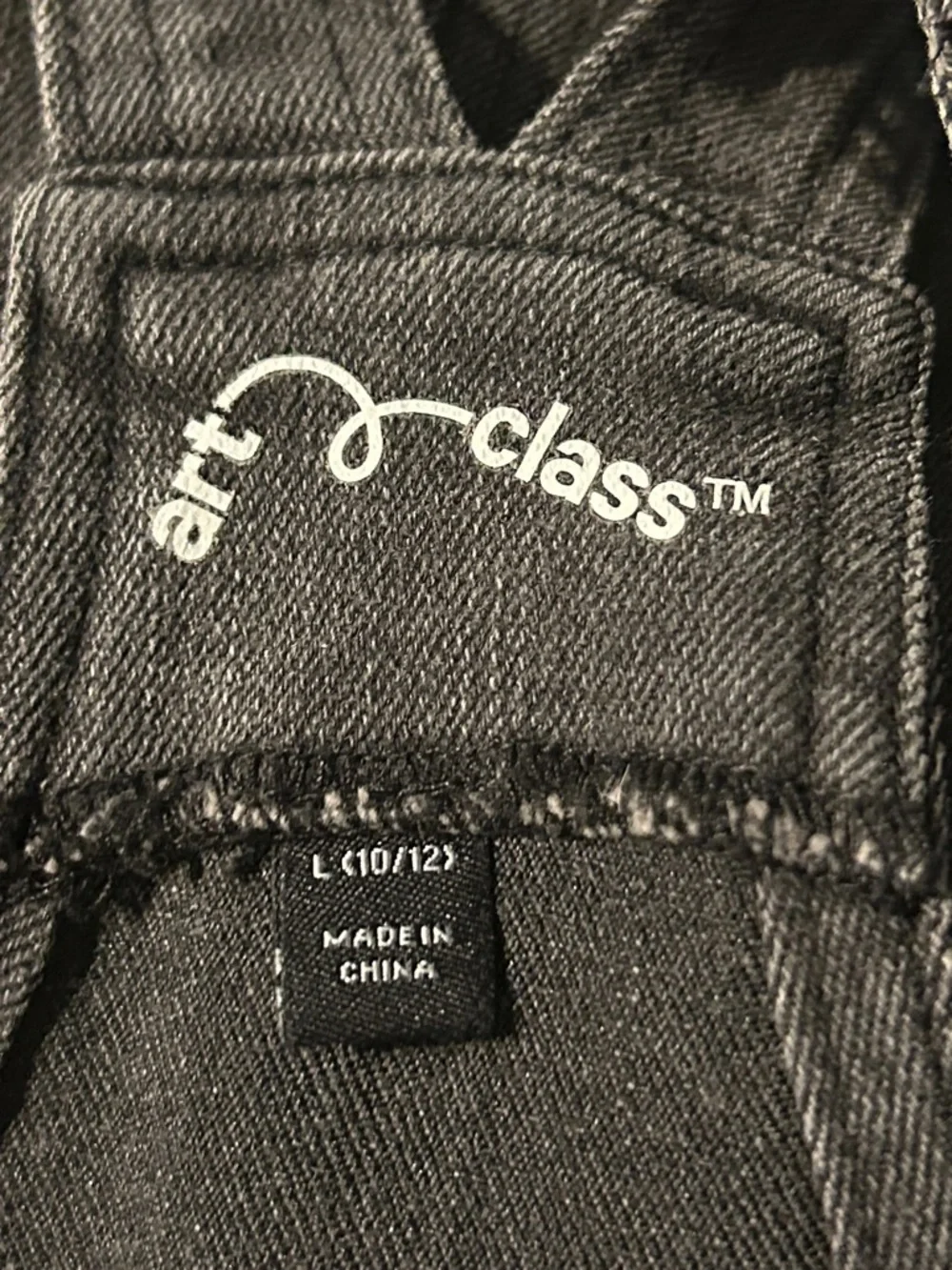 art class Black Denim Overall Dress with Front Pocket